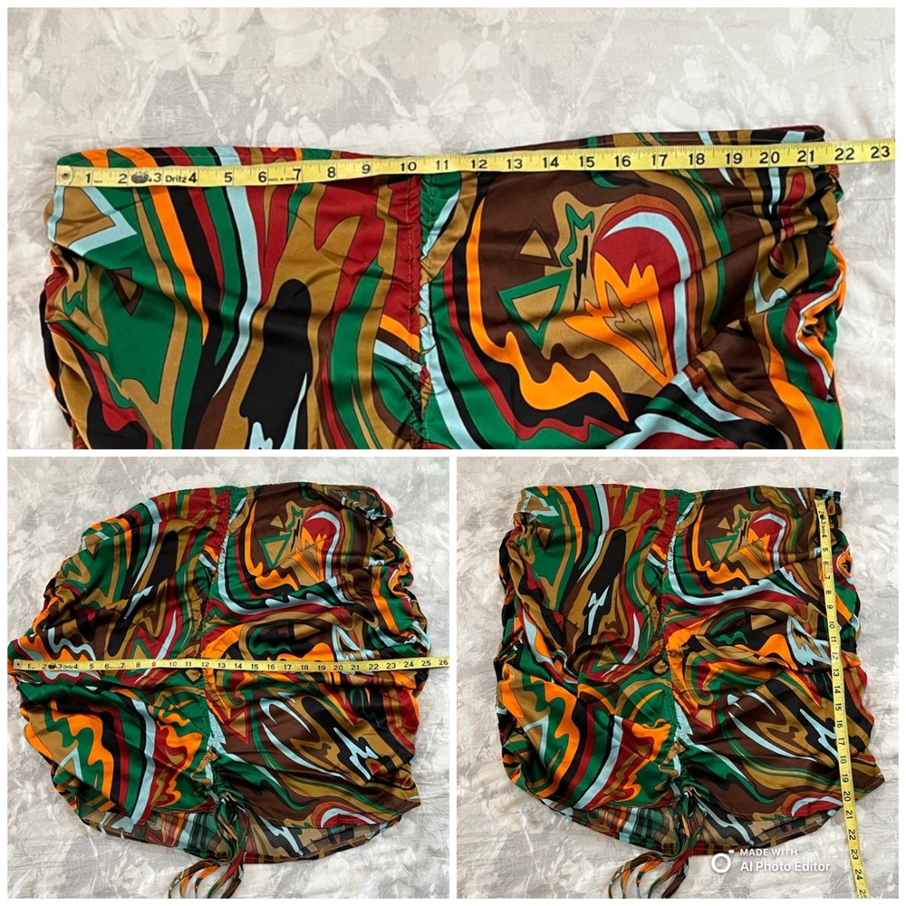 NWT PrettyLittleThing Plus Abstract Ruched Front Skirt Size 20 Multicolor - Picture 11 of 11